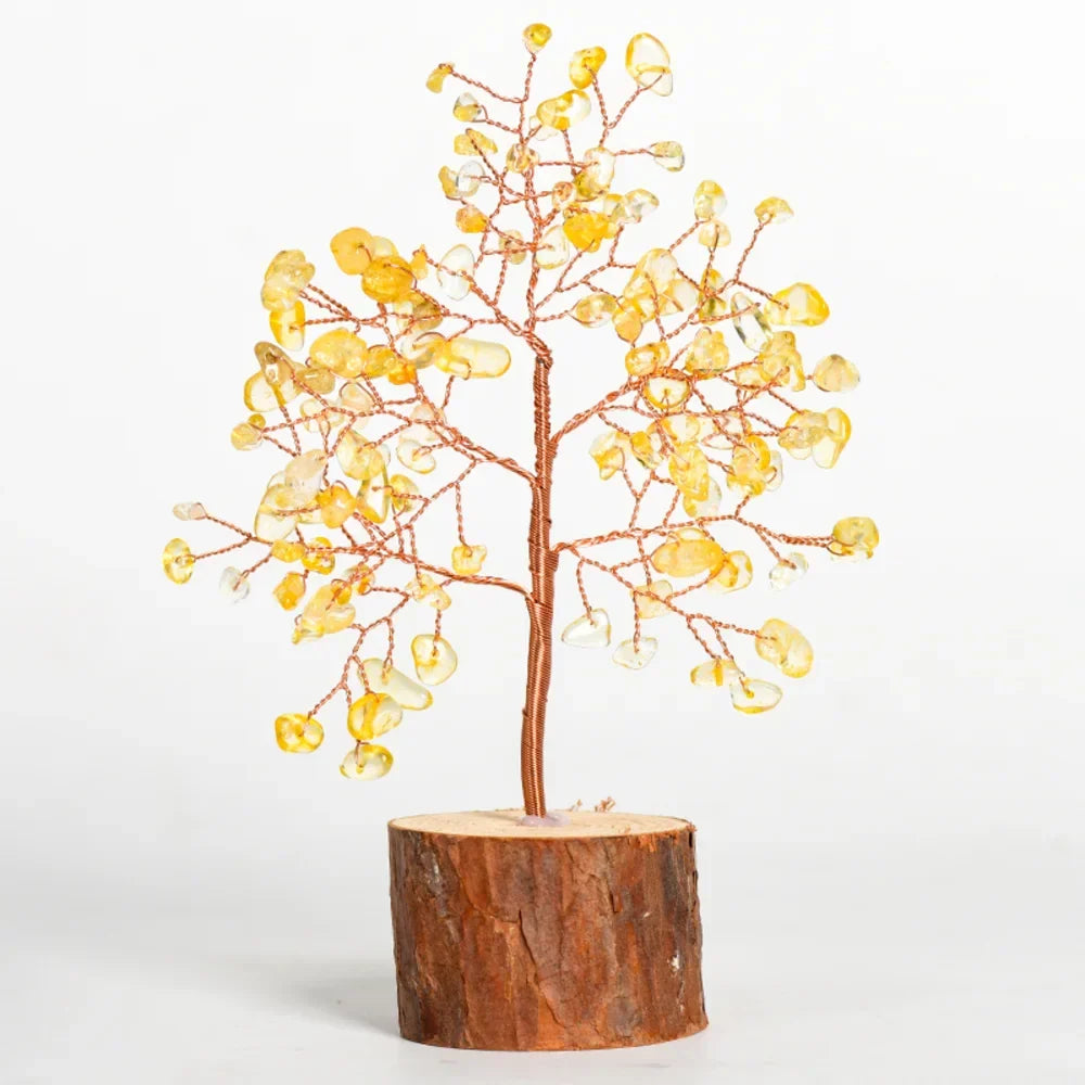 Citrine Crystal Tree with Wooden Base