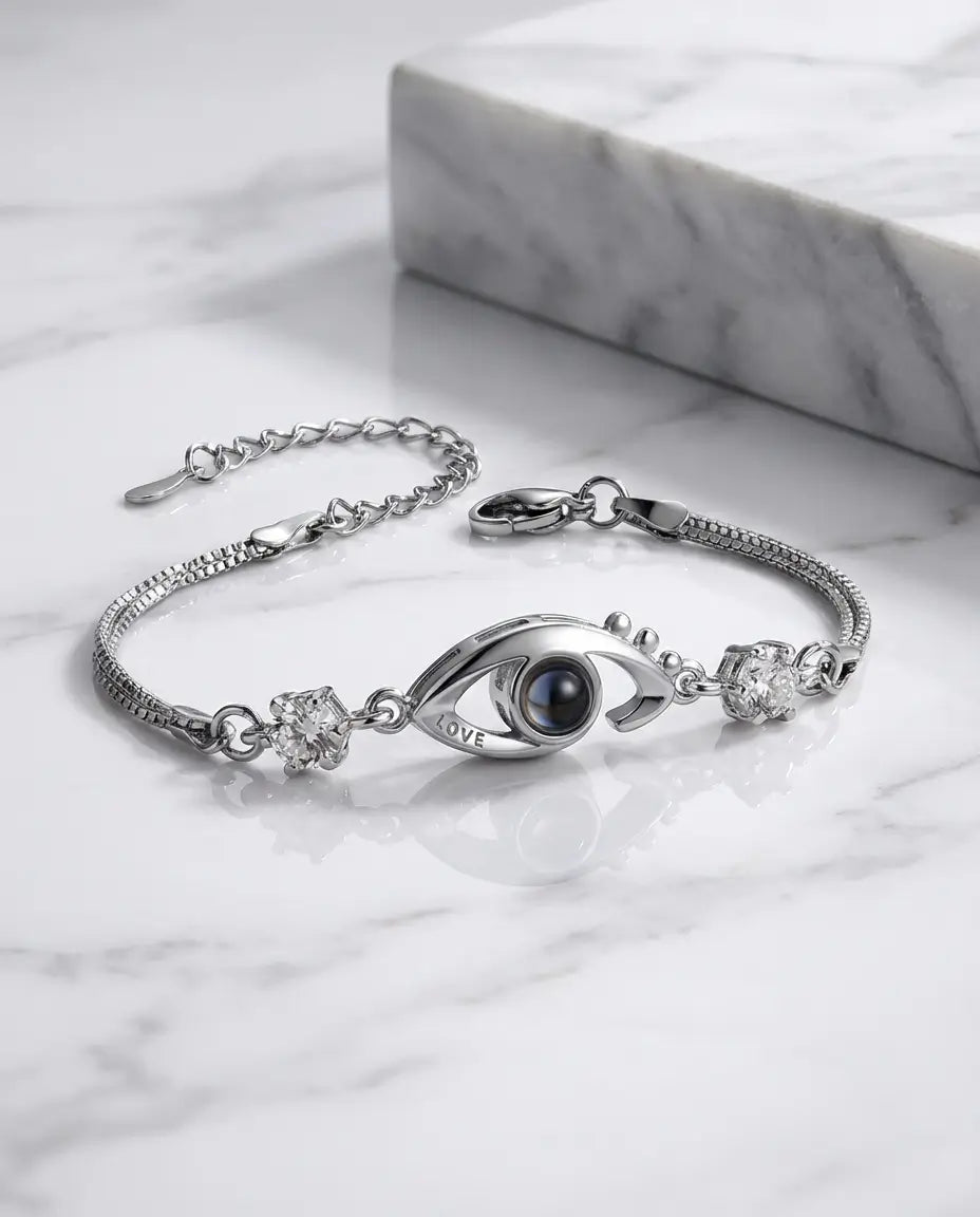 Custom Evil Eye Photo Projection Bracelet - Hidden Picture Jewelry IfShe