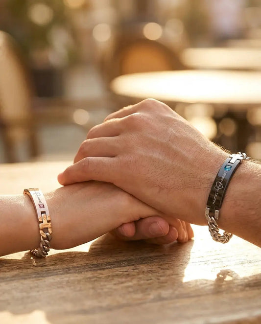 Custom Heartbeat Couple Bracelets - Matching Relationship Jewelry Set IfShe Jewelry