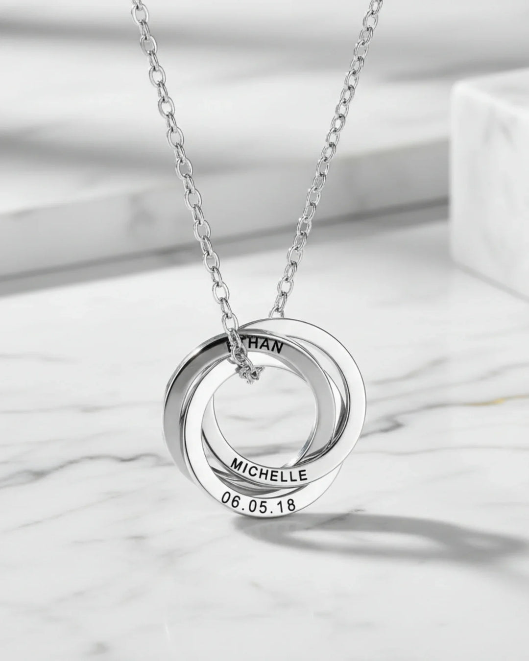 Personalized Engraved Russian Ring Necklace