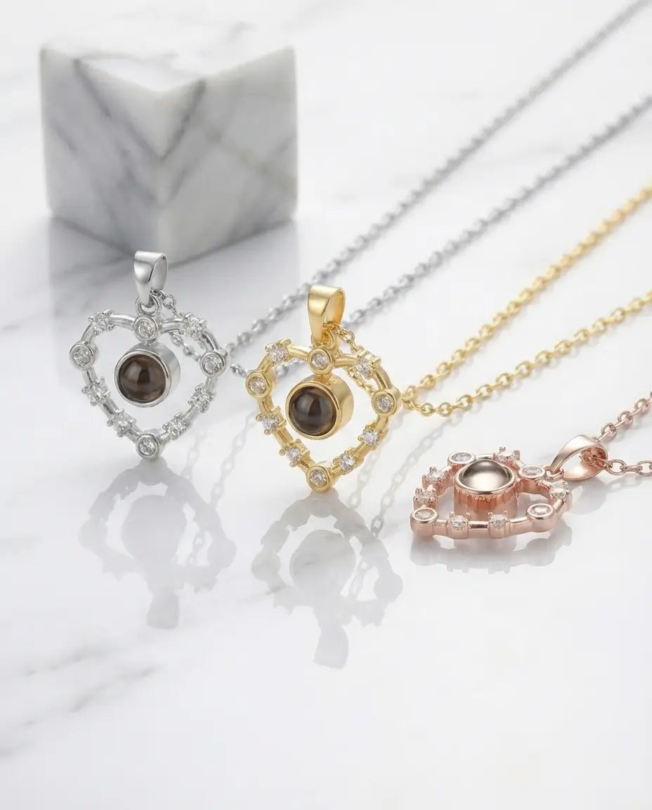 Personalized Heart Photo Projection Necklace IfShe Jewelry