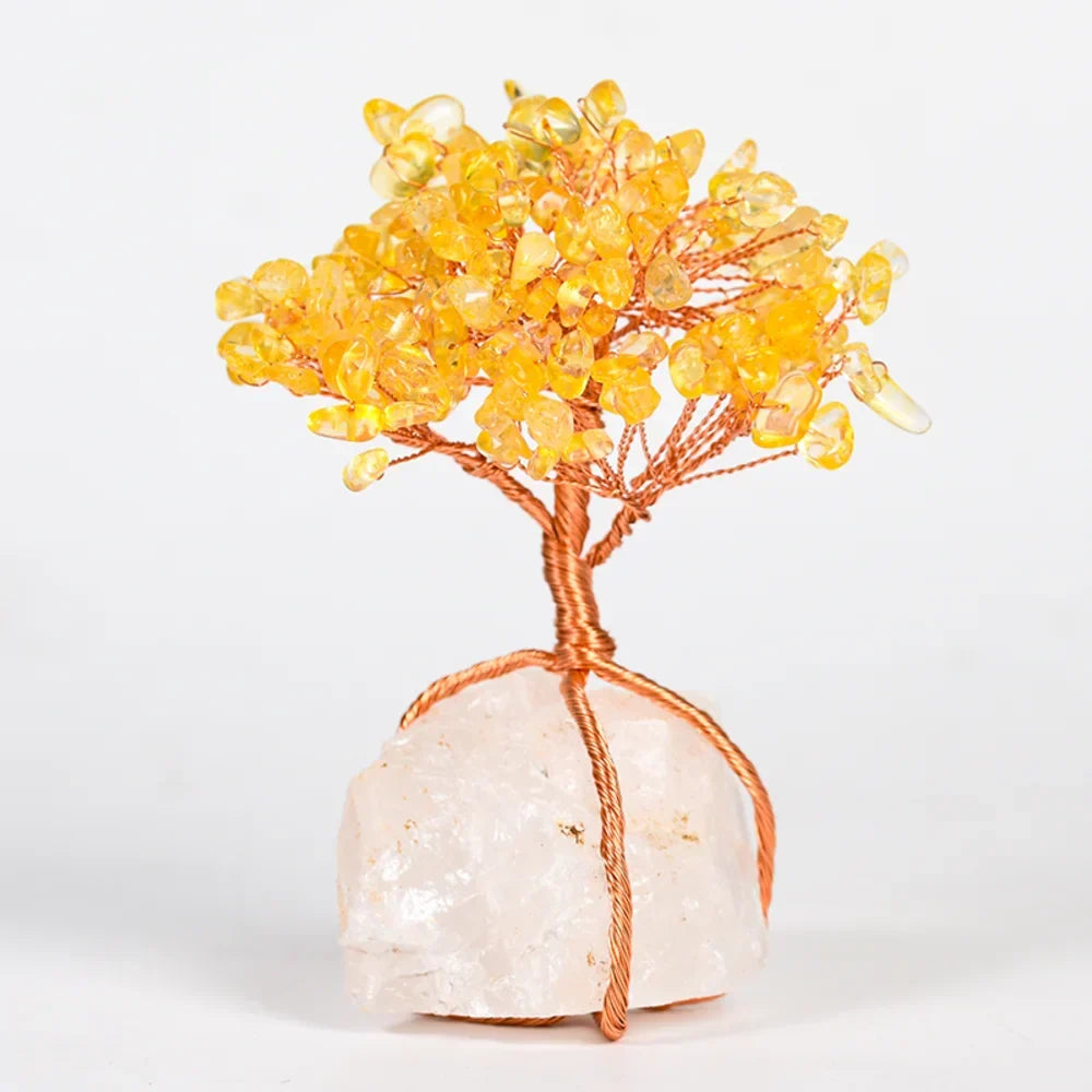 Citrine Crystal Tree with Raw Clear Quartz Base