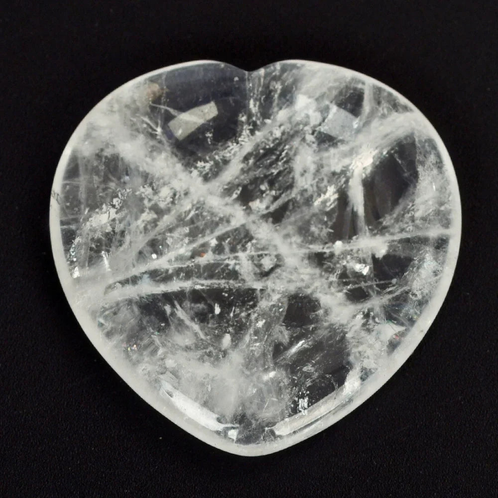 Clear Quartz Worry Stone, Heart Shaped Healing Crystal for Clarity & Balance