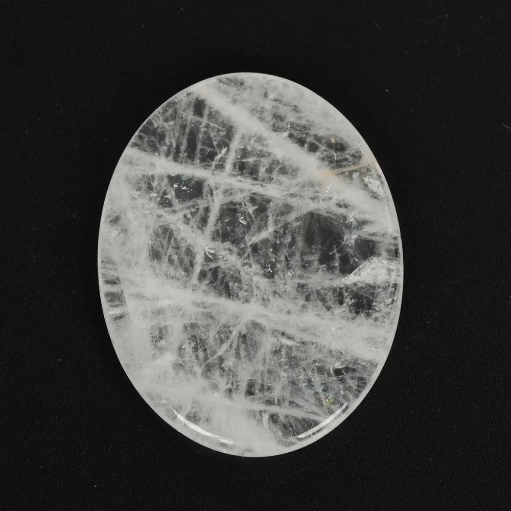 Clear Quartz Worry Stone, Healing Crystal Palm Stone for Clarity & Positive Energy