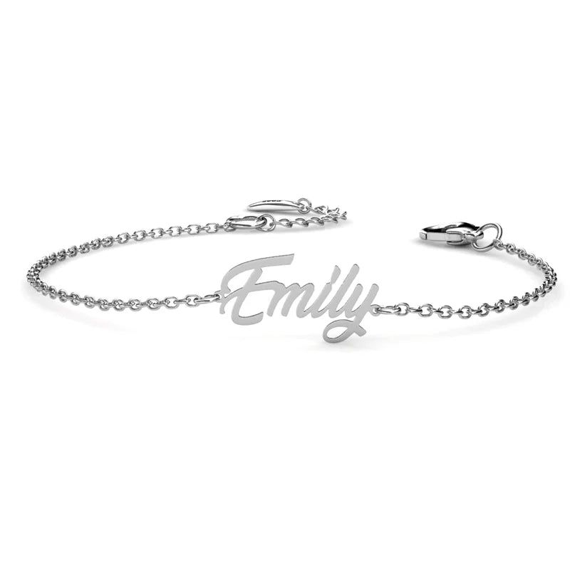 Sterling Silver Personalized Name Bracelet, Custom Made Name Jewelry in Gold, Silver or Rose Gold – Gift for Her, Mom
