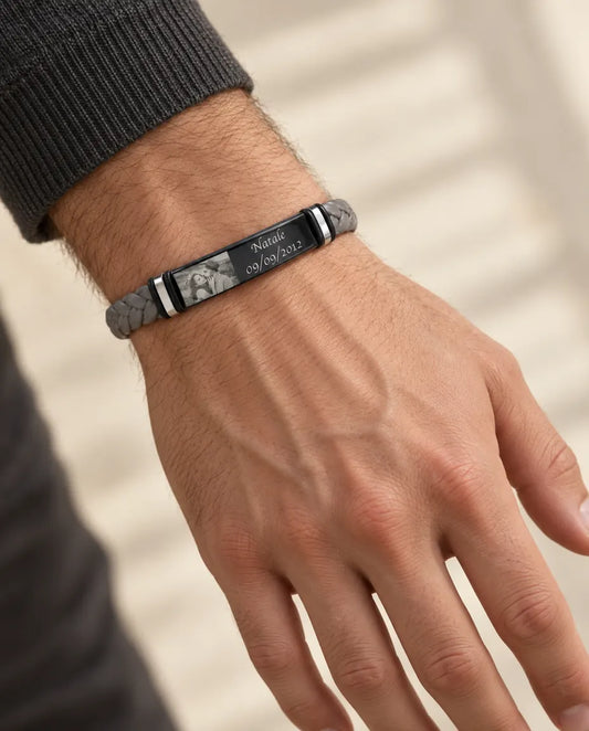 Custom Men's Photo Bracelet - worn on a model
