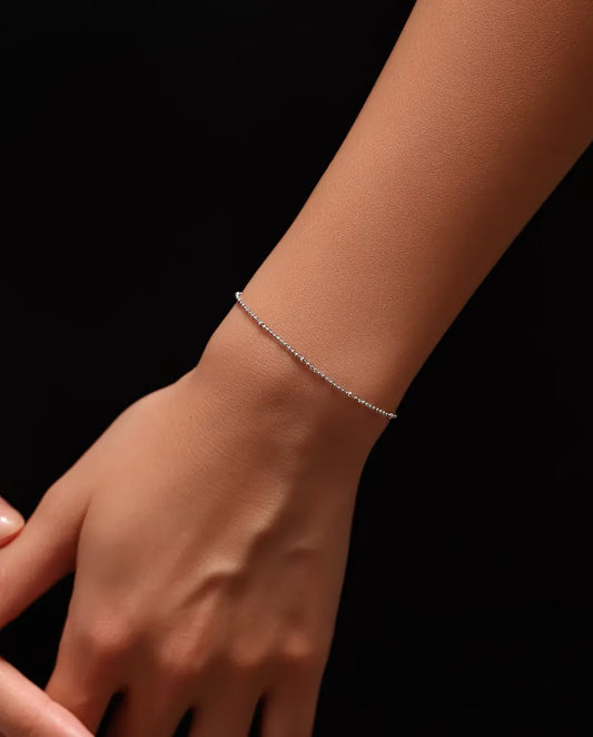 Bead Chain Bracelet in 925 Sterling Silver - worn on the wrist