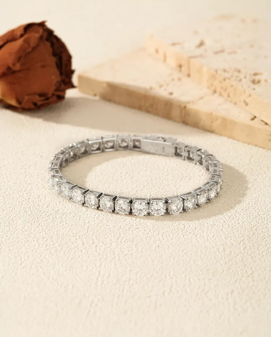Dainty 2mm moissanite tennis bracelet in 925 sterling silver