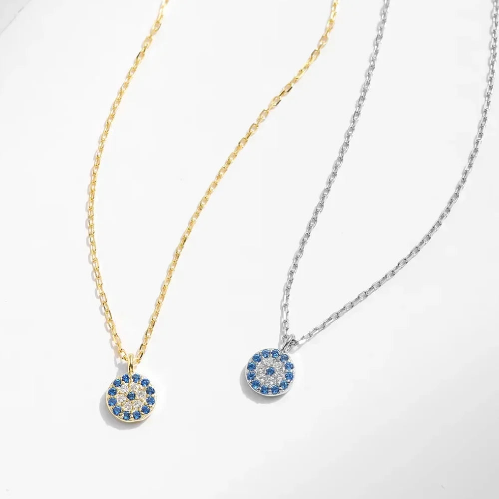 Evil Eye Necklace in 925 Sterling Silver with Zircon Pendant