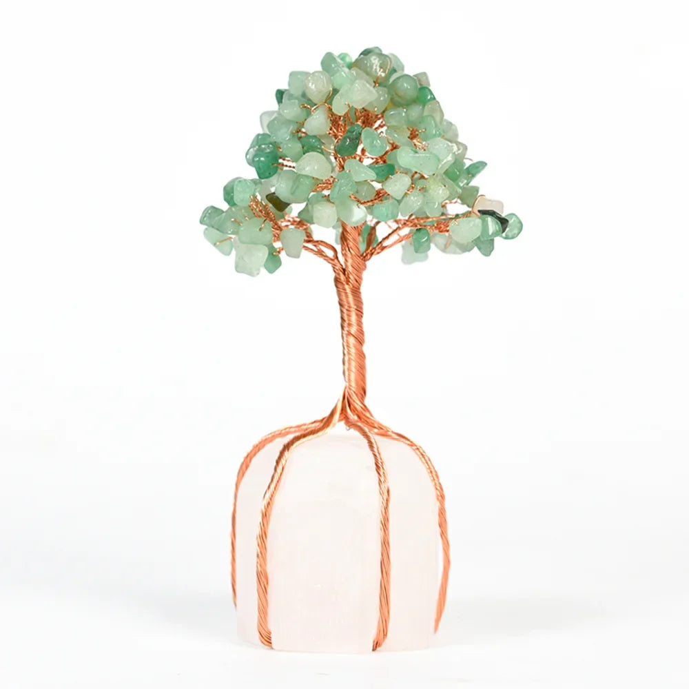 Green Aventurine Crystal Tree with Clear Quartz Base