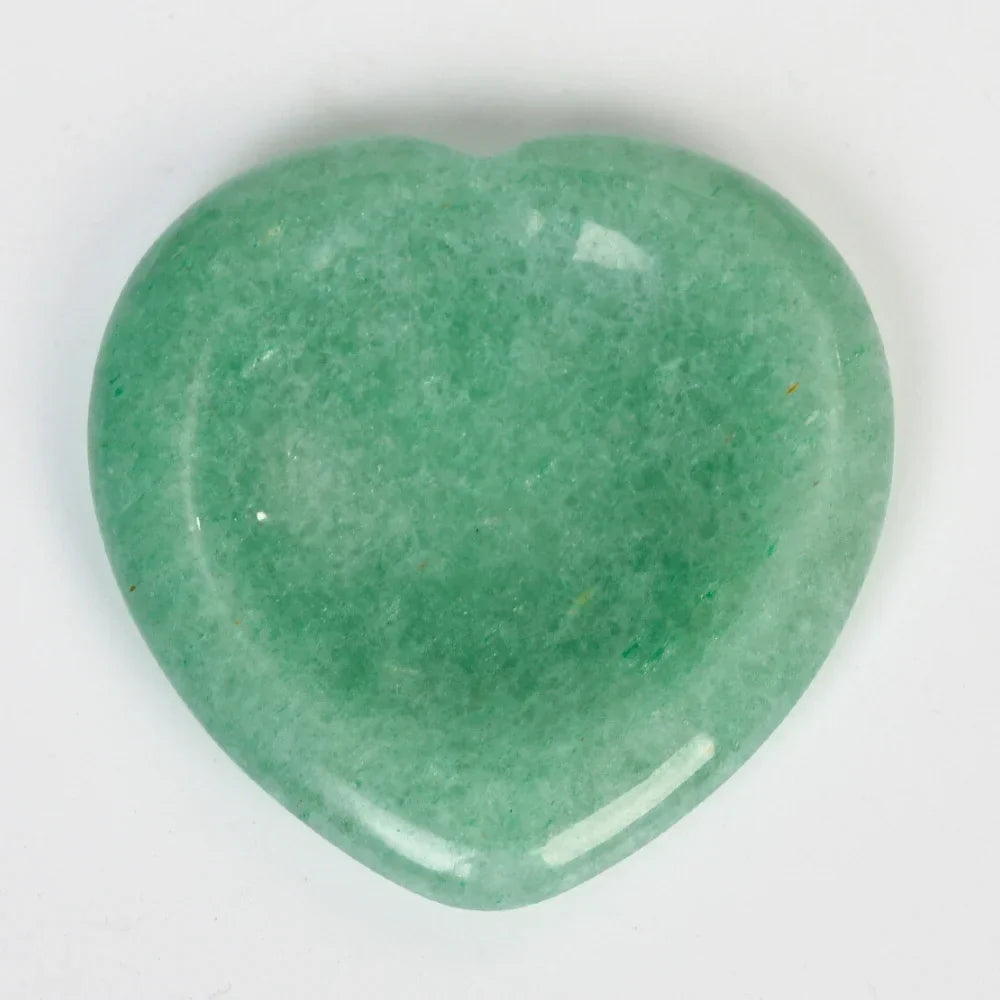 Green Aventurine Worry Stone, Heart Shaped Healing Crystal for Confidence & Luck