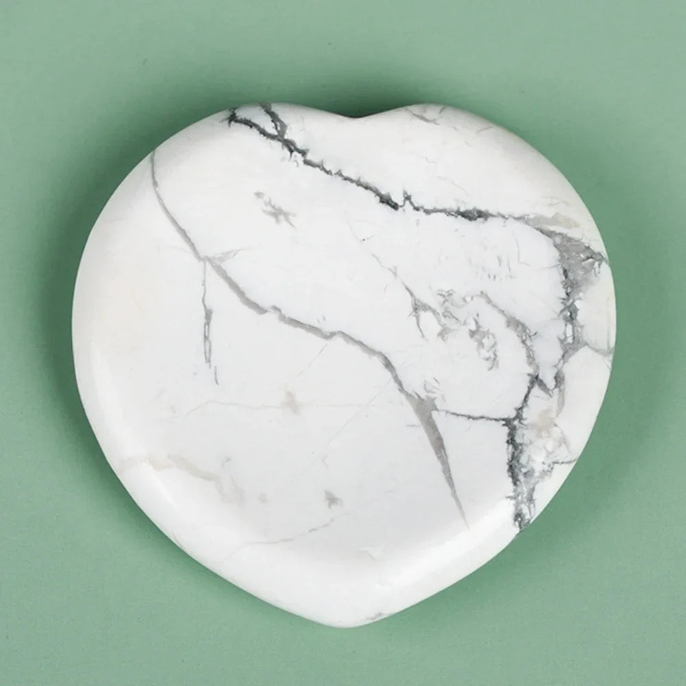 Howlite Worry Stone, Heart Shaped Healing Crystal for Calm & Spiritual Connection