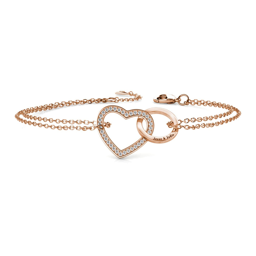 Personalized Interlocking Heart Bracelet, Engraved Bracelet, Rose Gold - IFSHE UK