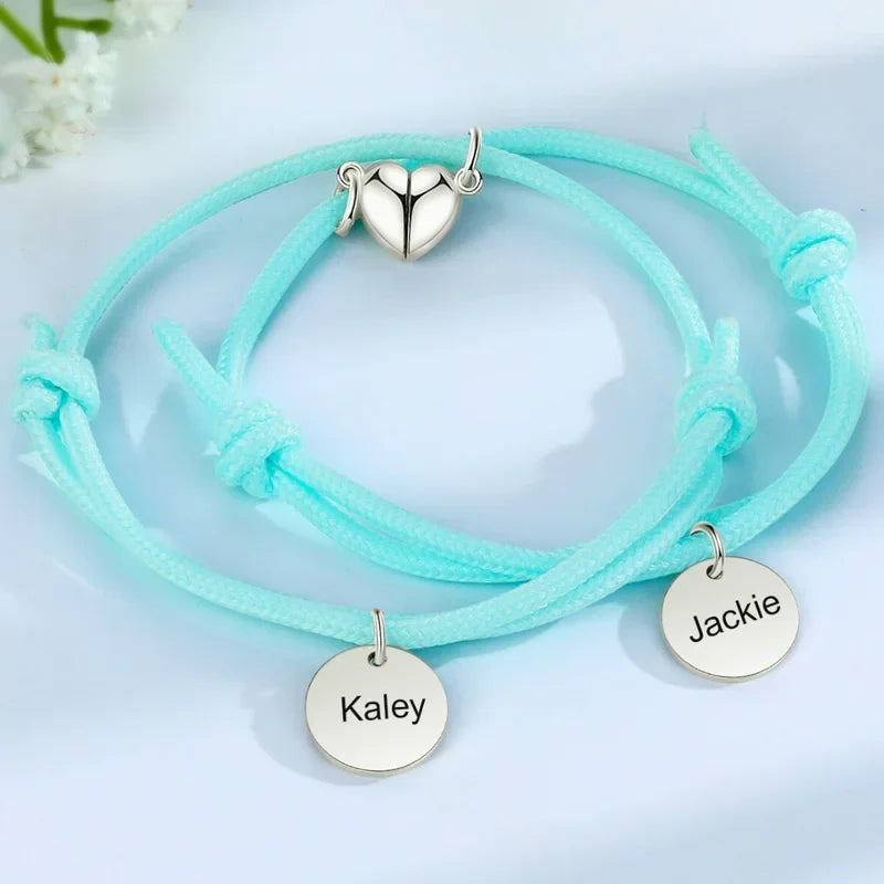 Matching Bracelets for Couples – Engraved Magnetic His and Hers Set, Stainless Steel, 5 Colors, 2 Pieces, Personalized Anniversary Gift