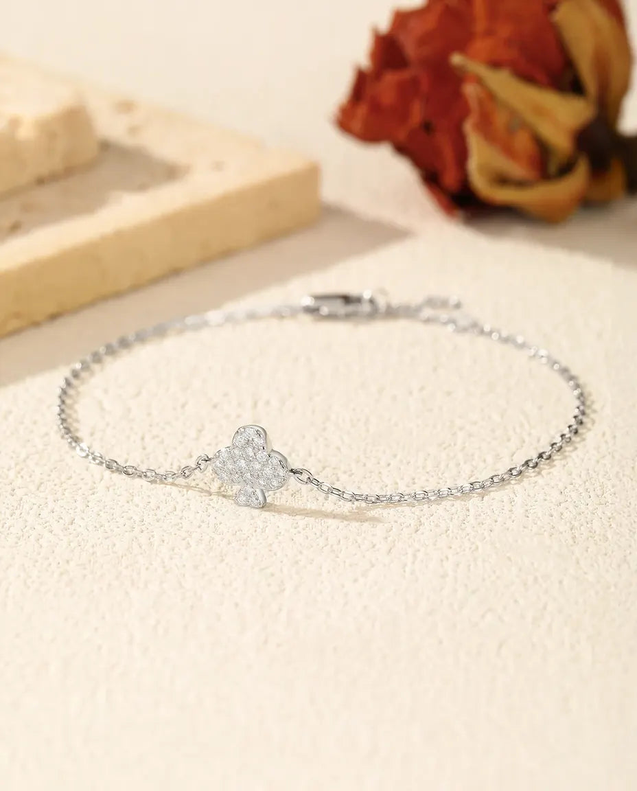 Moissanite four-leaf clover bracelet in 925 sterling silver