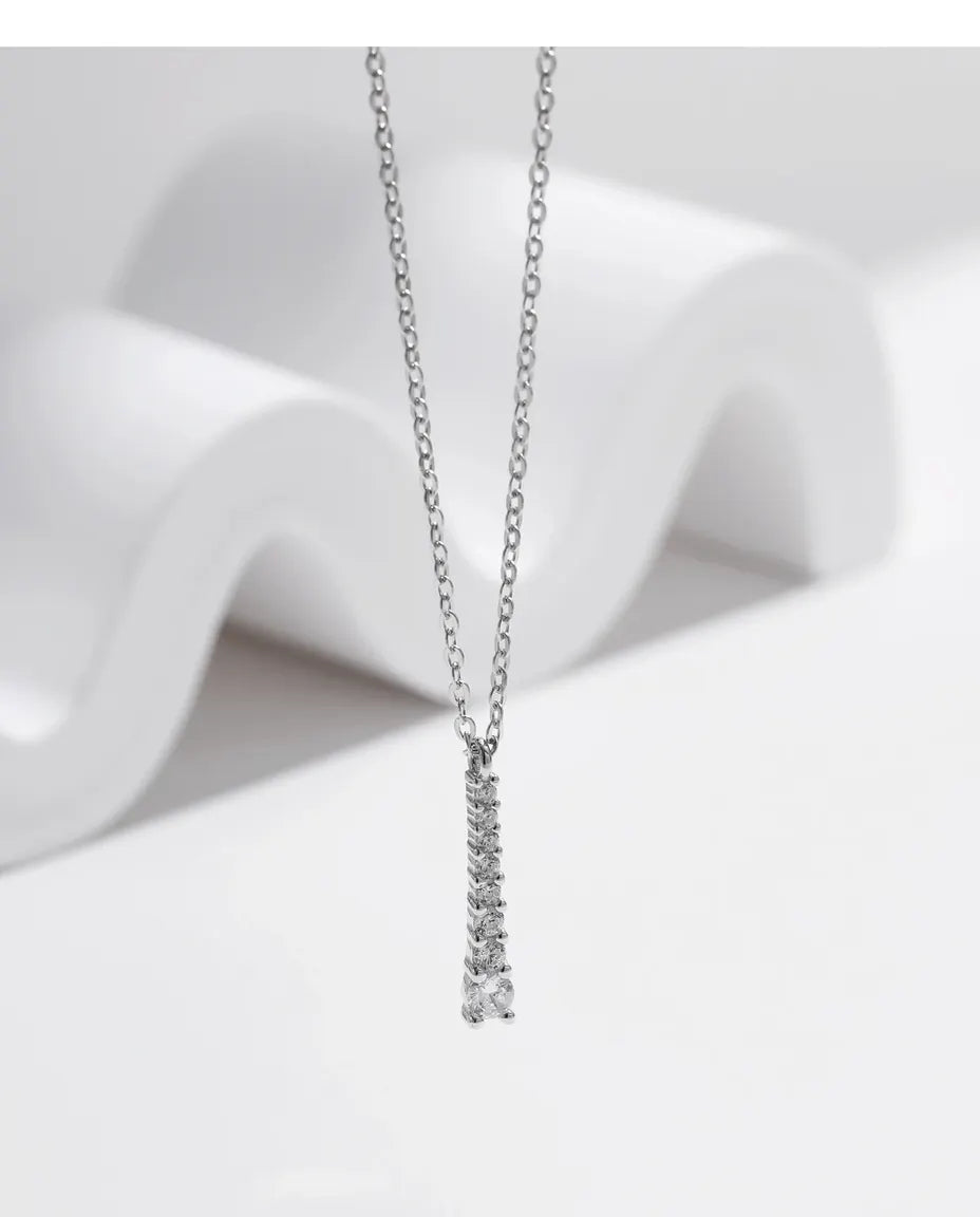 Moissanite Lariat Y Necklace – Graduated Drop Pendant in 925 Sterling Silver, Layering
