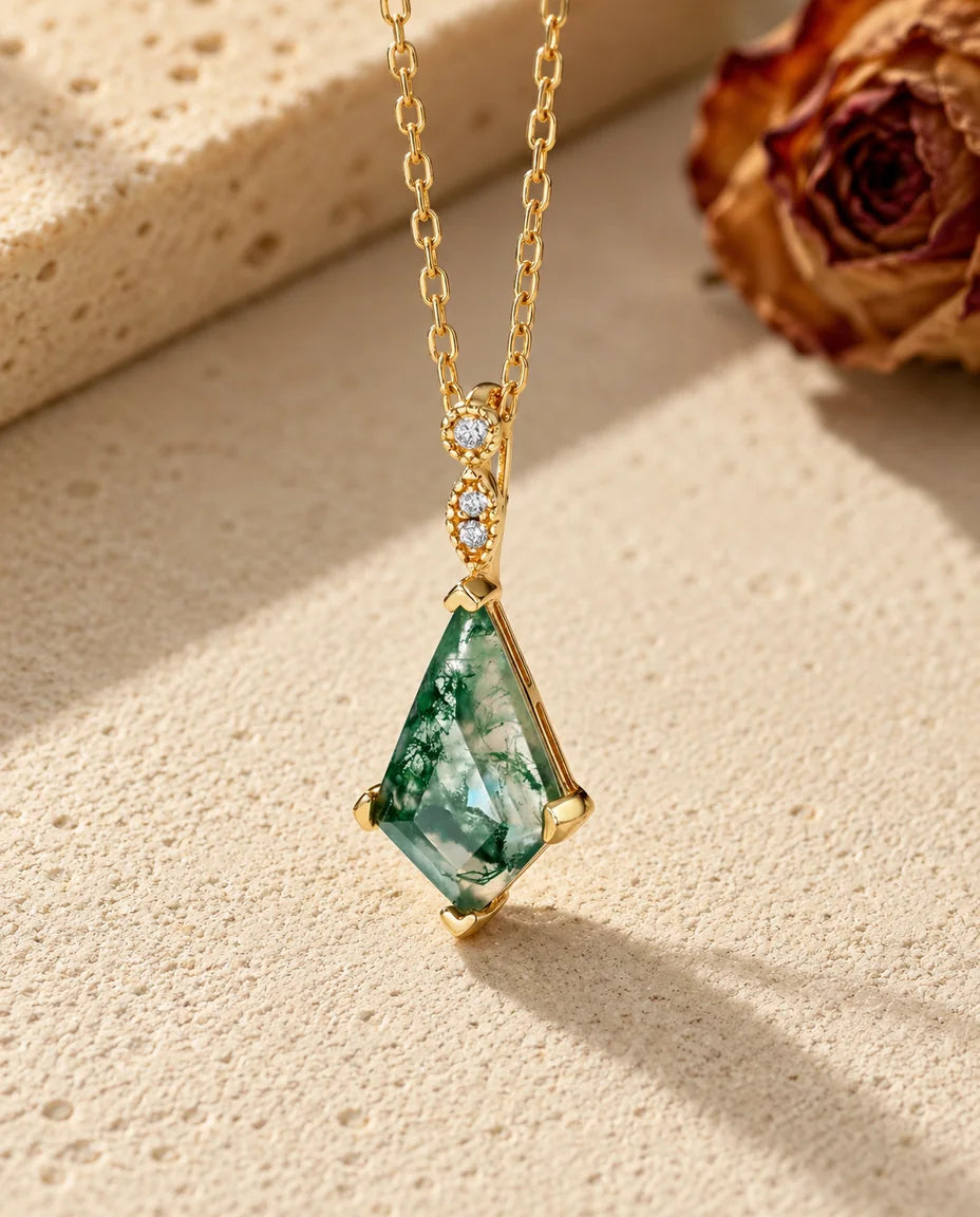 Moss Agate Necklace - front view
