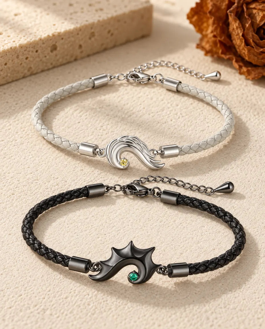 Matching Couple Bracelets for Him & Her - matching pair laid flat