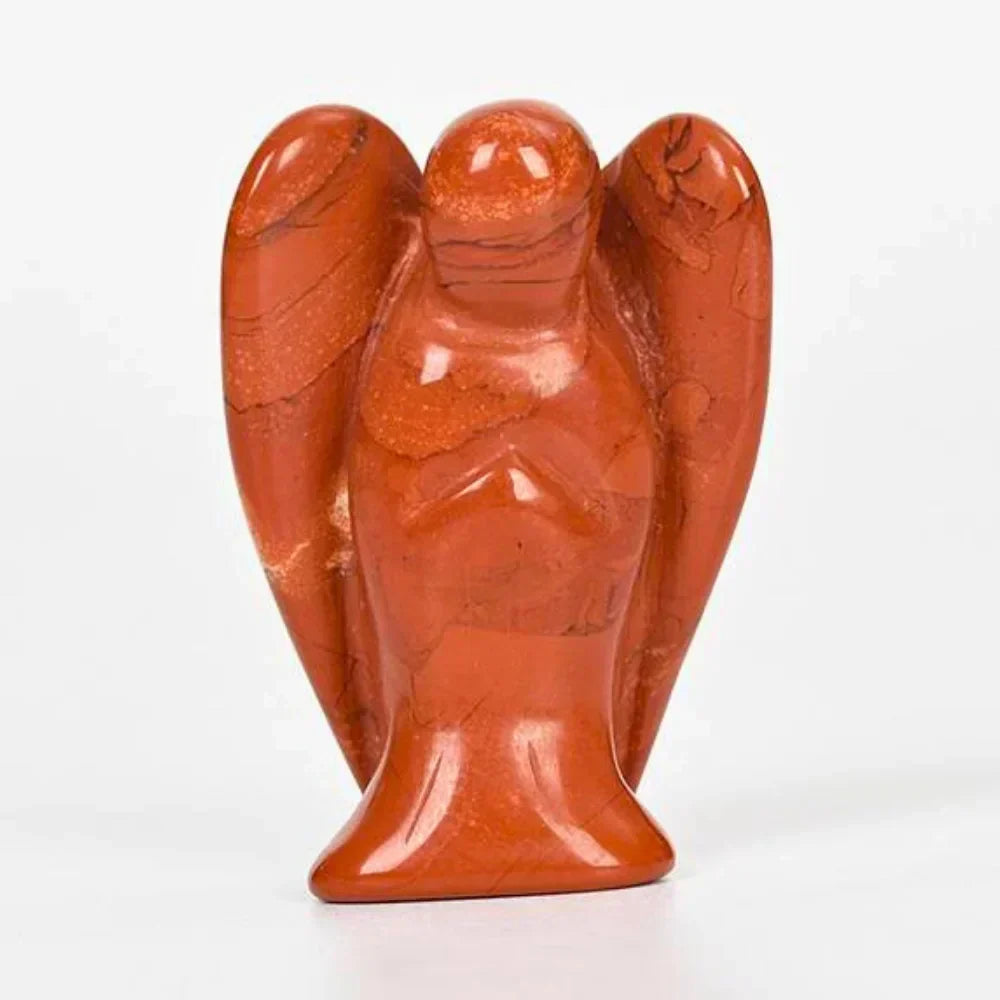 Red Jasper Angel, Hand-Carved Healing Crystal for Courage, Strength & Grounding