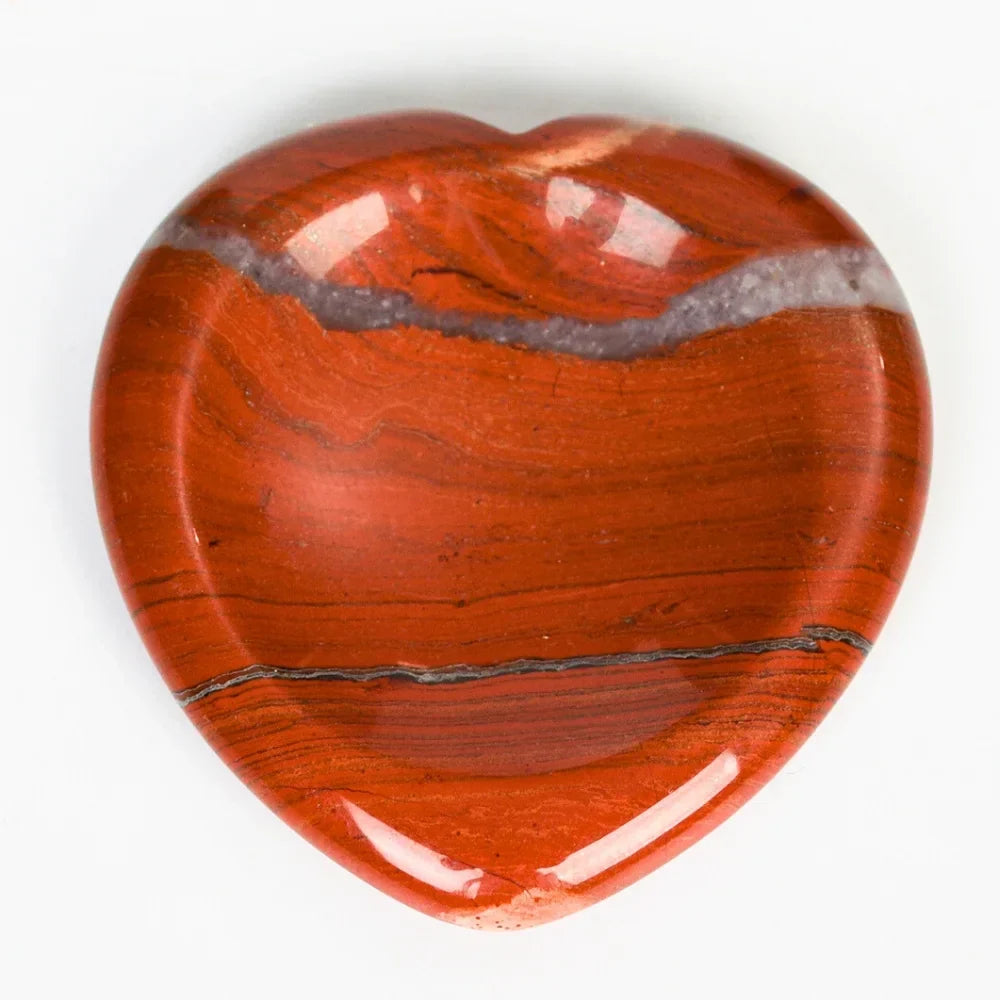 Red Jasper Worry Stone, Heart Shaped Healing Crystal for Vitality & Courage