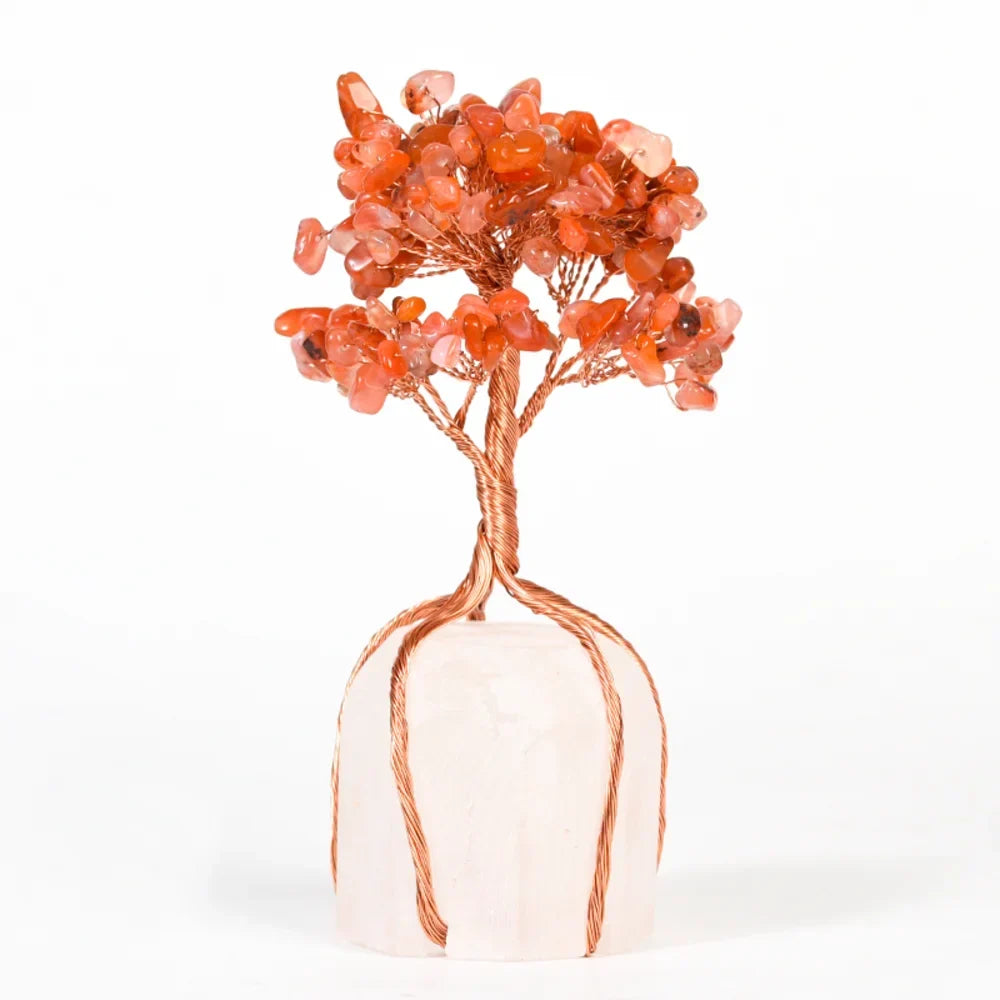 Red Onyx Crystal Tree with Clear Quartz Base
