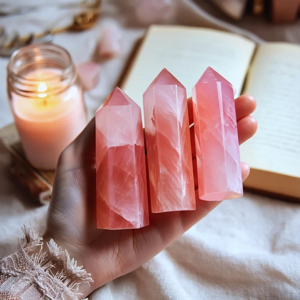 Rose Quartz Crystal Point – Heart Chakra Healing Wand - AAA Premium Quality Gemstone