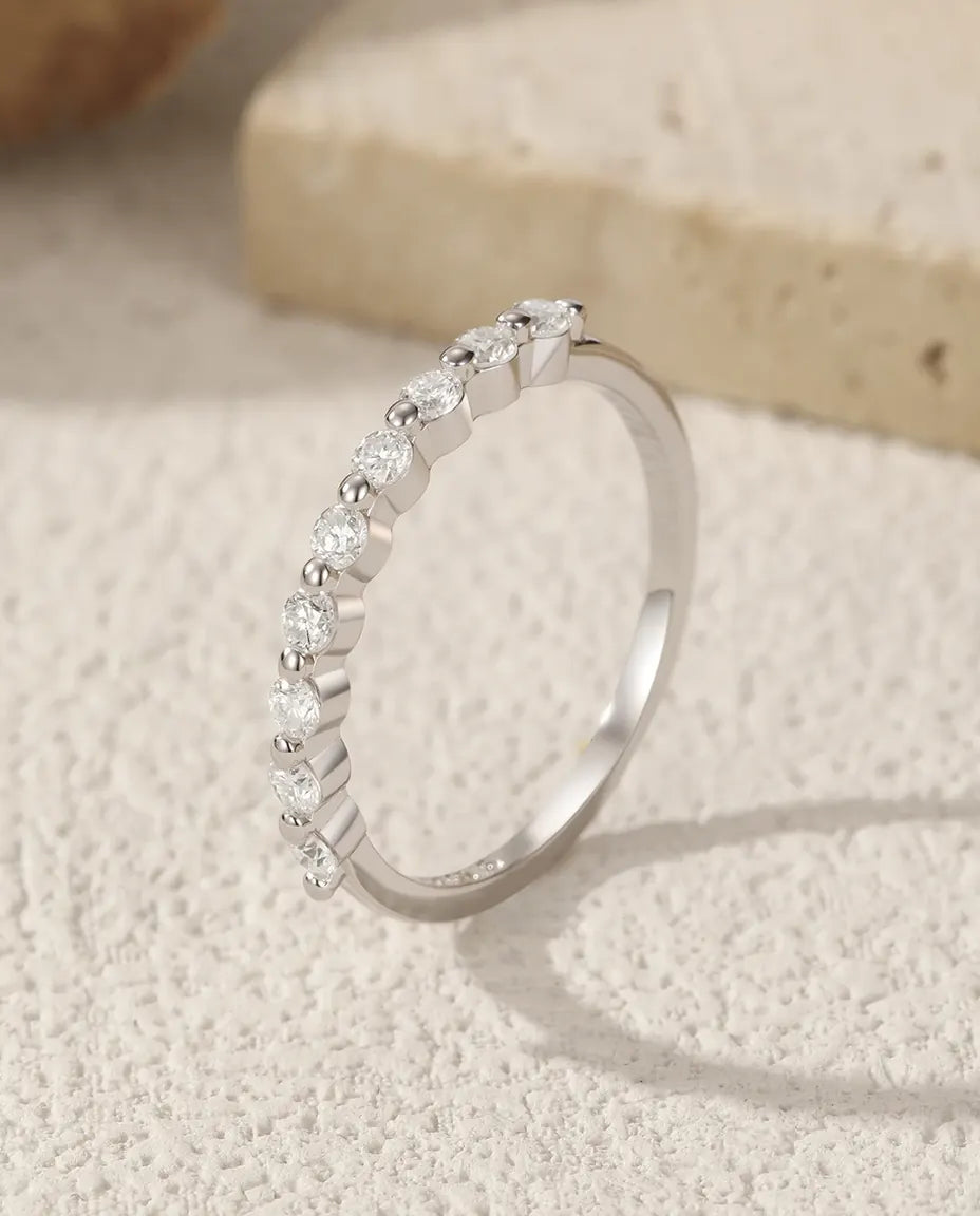 Moissanite stacking band ring in 925 sterling silver