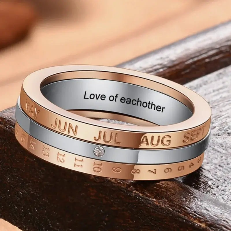 Special Date Fidget Ring – Personalized Engraved Anxiety Spinner Ring, Stainless Steel – Anniversary Gift, 2 Colors