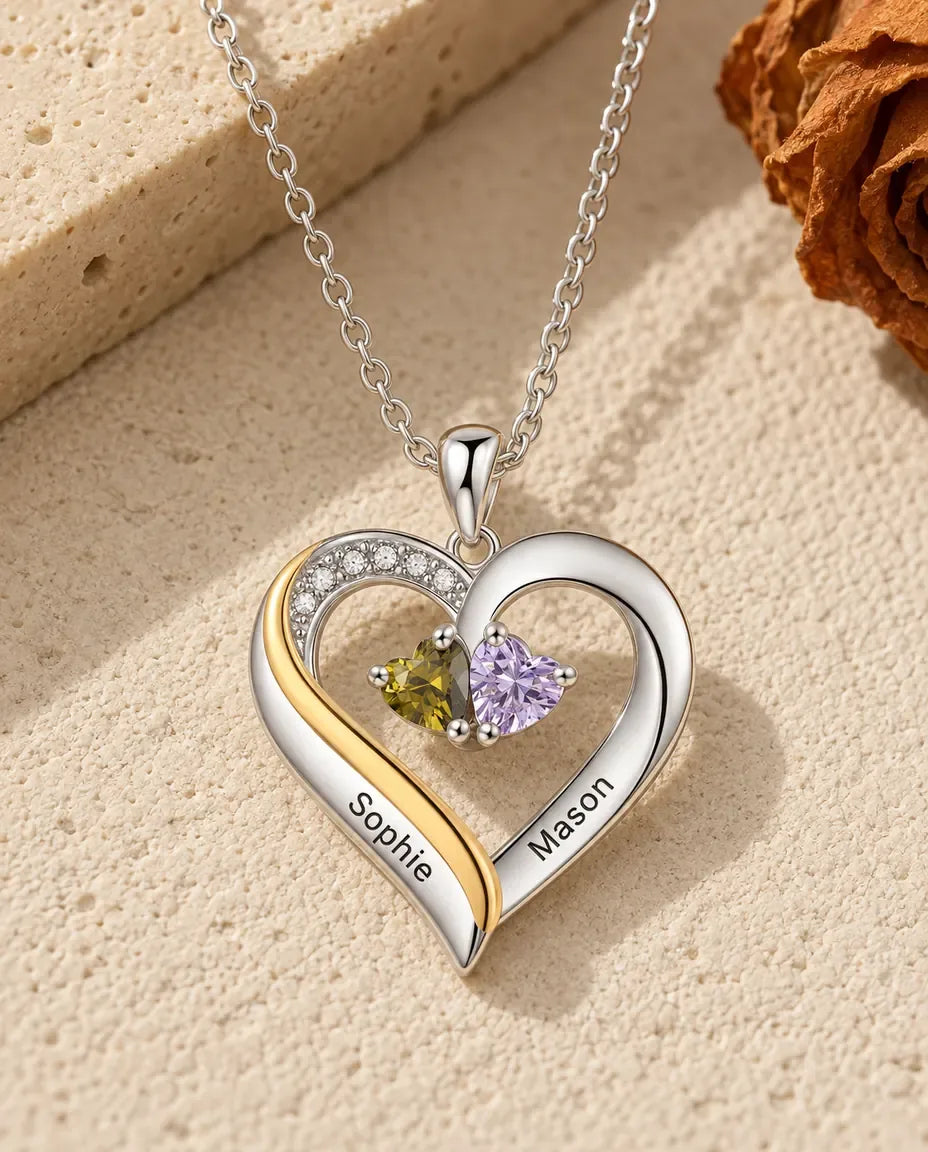 Sterling Silver Birthstone Necklace - laid flat