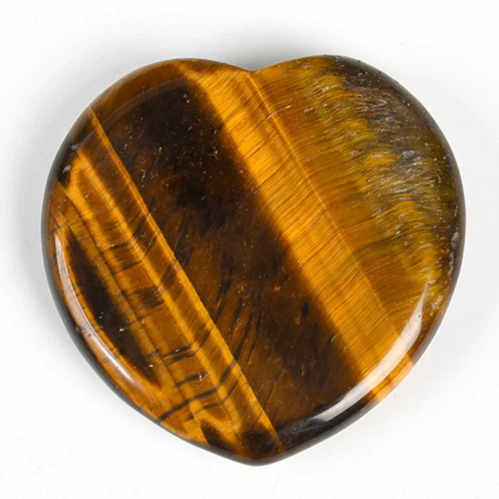 Tiger Eye Worry Stone, Heart Shaped Healing Crystal for Protection & Confidence