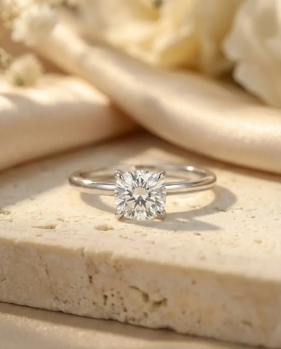 1ct Square Cushion Moissanite Solitaire Ring - Minimalist Sterling Silver Engagement Band - IfShe Jewelry