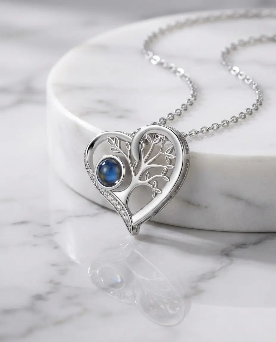 Personalized Family Tree Photo Projection Necklace - Secret Picture Pendant IfShe Jewelry
