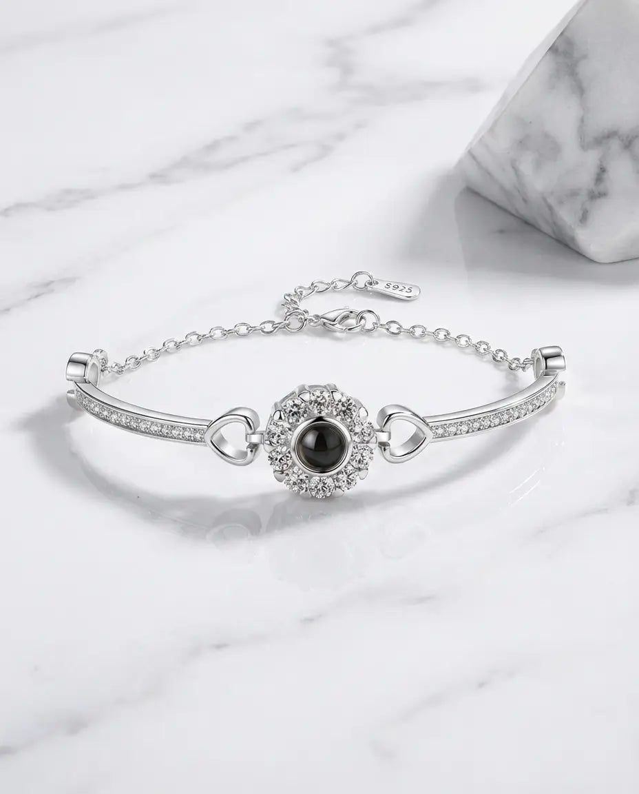 Personalized Photo Projection Bracelet - Adjustable Halo Charm IfShe Jewelry