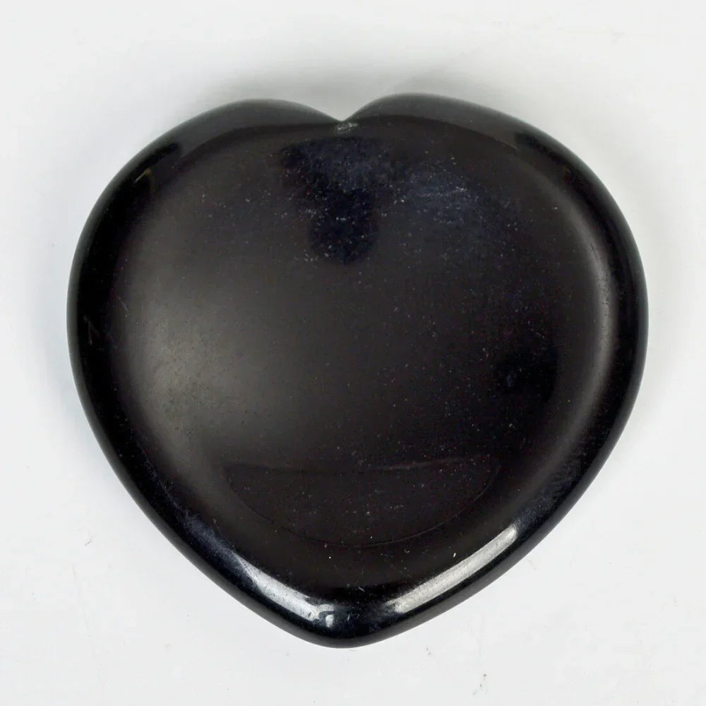 Black Obsidian Worry Stone, Heart Shaped Healing Crystal for Protection & Grounding