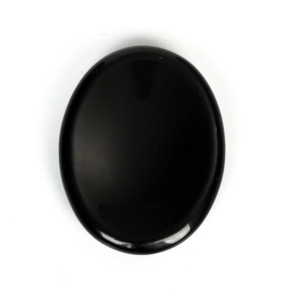 Black Obsidian Worry Stone, Healing Crystal Palm Stone for Protection & Grounding