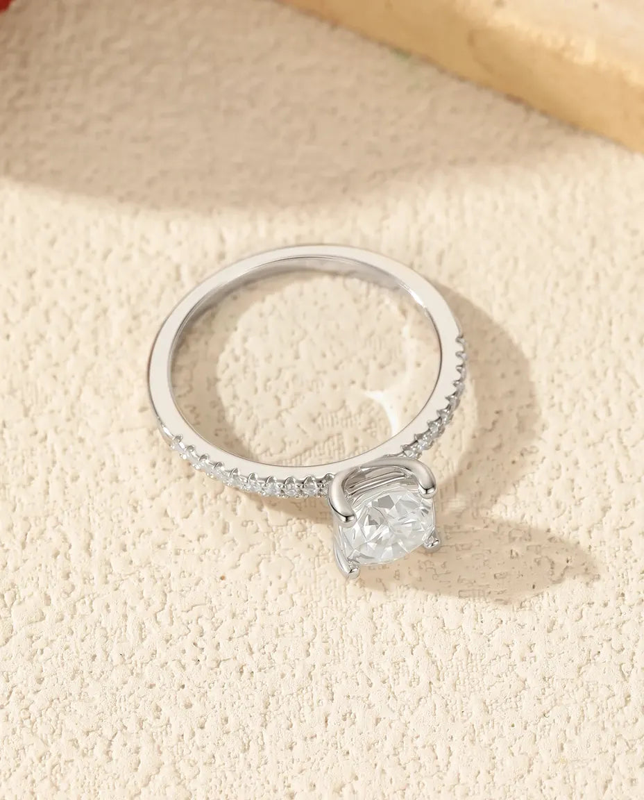 1 ct cushion cut moissanite solitaire engagement ring in 925 sterling silver
