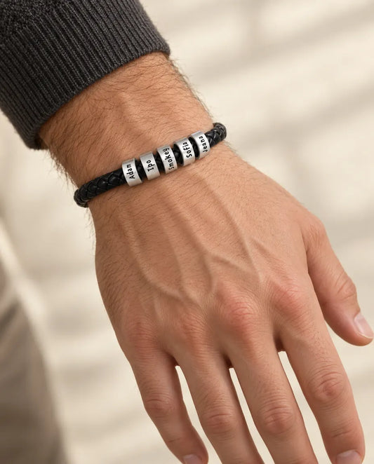 Men's Braided Leather Bracelet - worn on a model