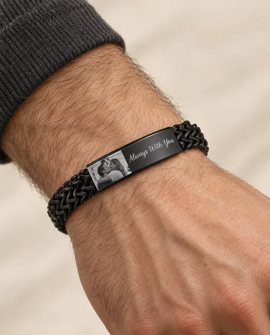 Custom Photo ID Bracelet for Men - worn on a model