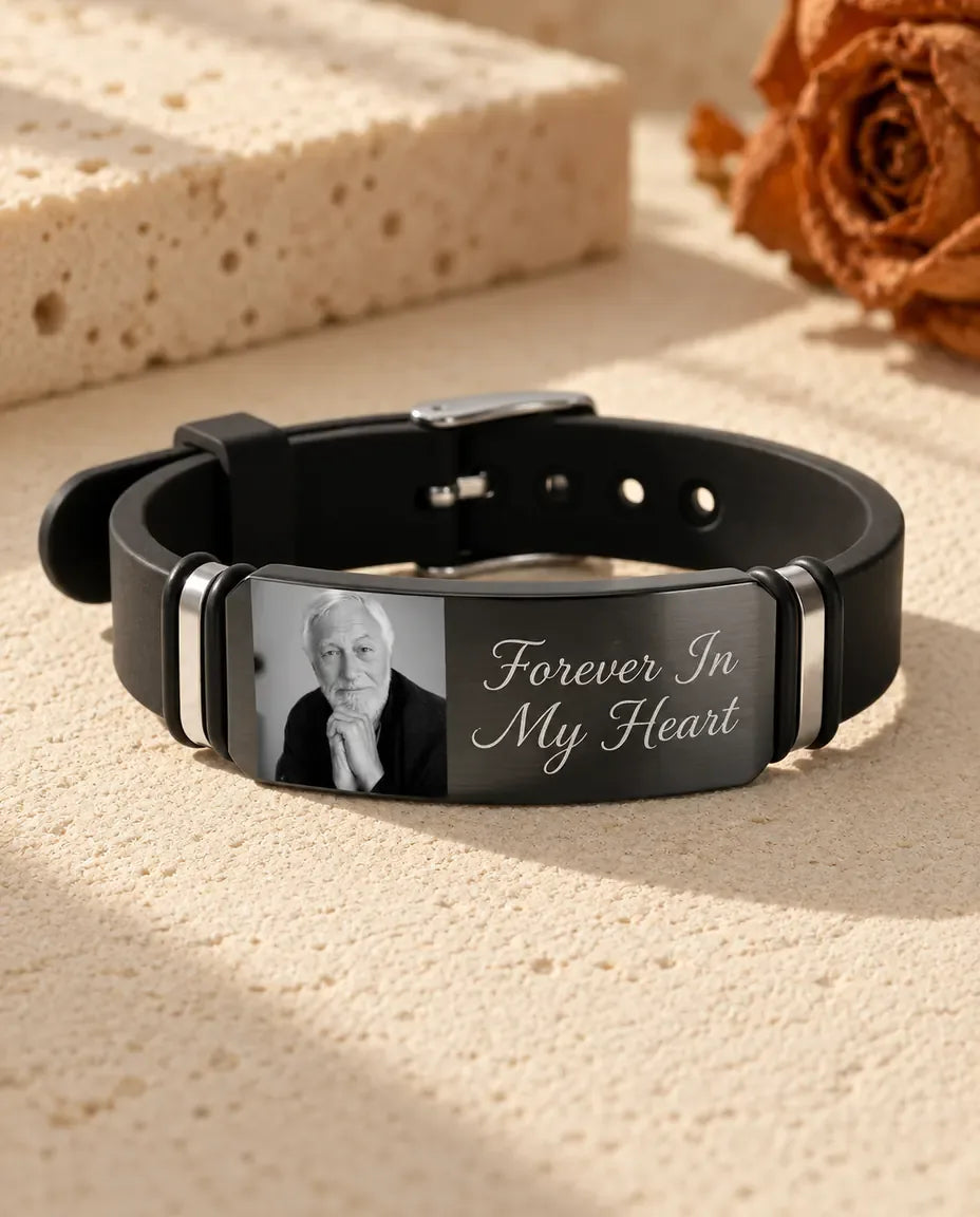 Custom Photo Bracelet for Men - laid flat