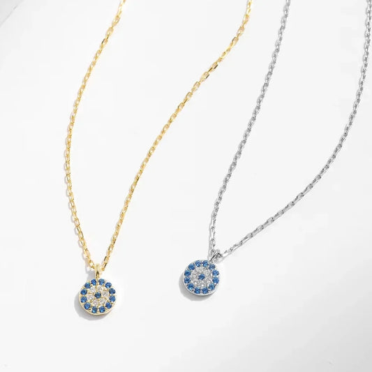 Evil Eye Necklace in 925 Sterling Silver with Zircon Pendant