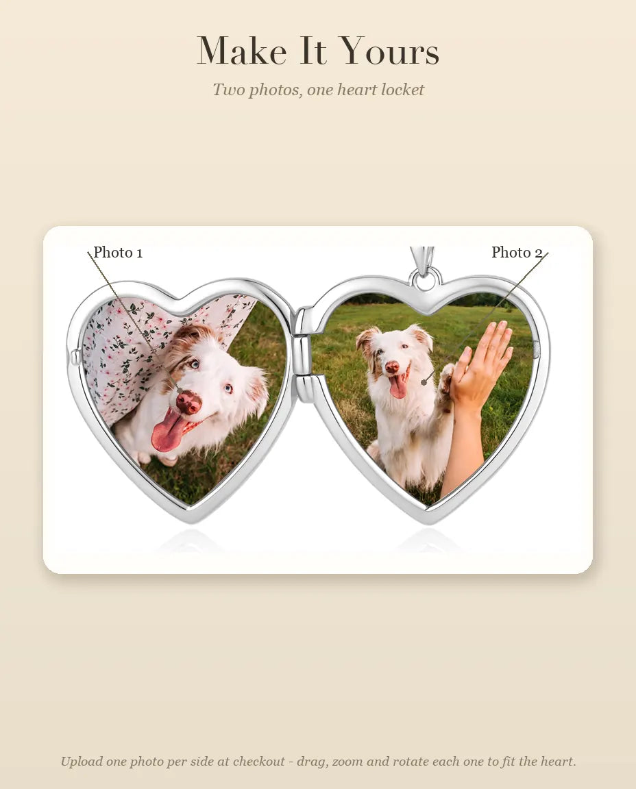 Personalized Photo Locket Necklace That Holds 2 Pictures - Floral Carved Heart Locket With Mother of Pearl Back, Silver or Gold