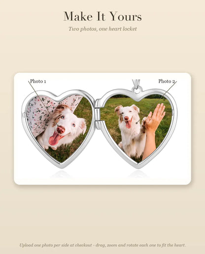 Personalized Photo Locket Necklace That Holds 2 Pictures - Floral Carved Heart Locket With Mother of Pearl Back, Silver or Gold