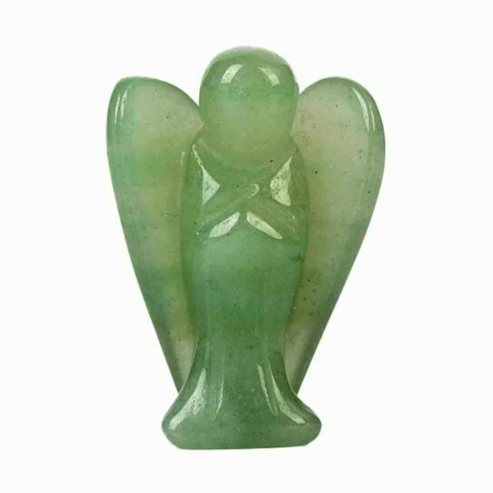 Green Aventurine Angel, Hand-Carved Healing Crystal for Luck & Prosperity