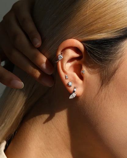 Heart Moissanite Huggie Earrings - 0.50 ct D Color Heart per Earring, 12 mm Hinged Hoops, 925 Sterling Silver, 2.30 g Pair