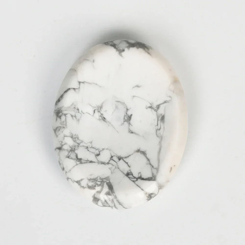 Howlite Worry Stone, Healing Crystal Palm Stone for Calm & Spiritual Connection