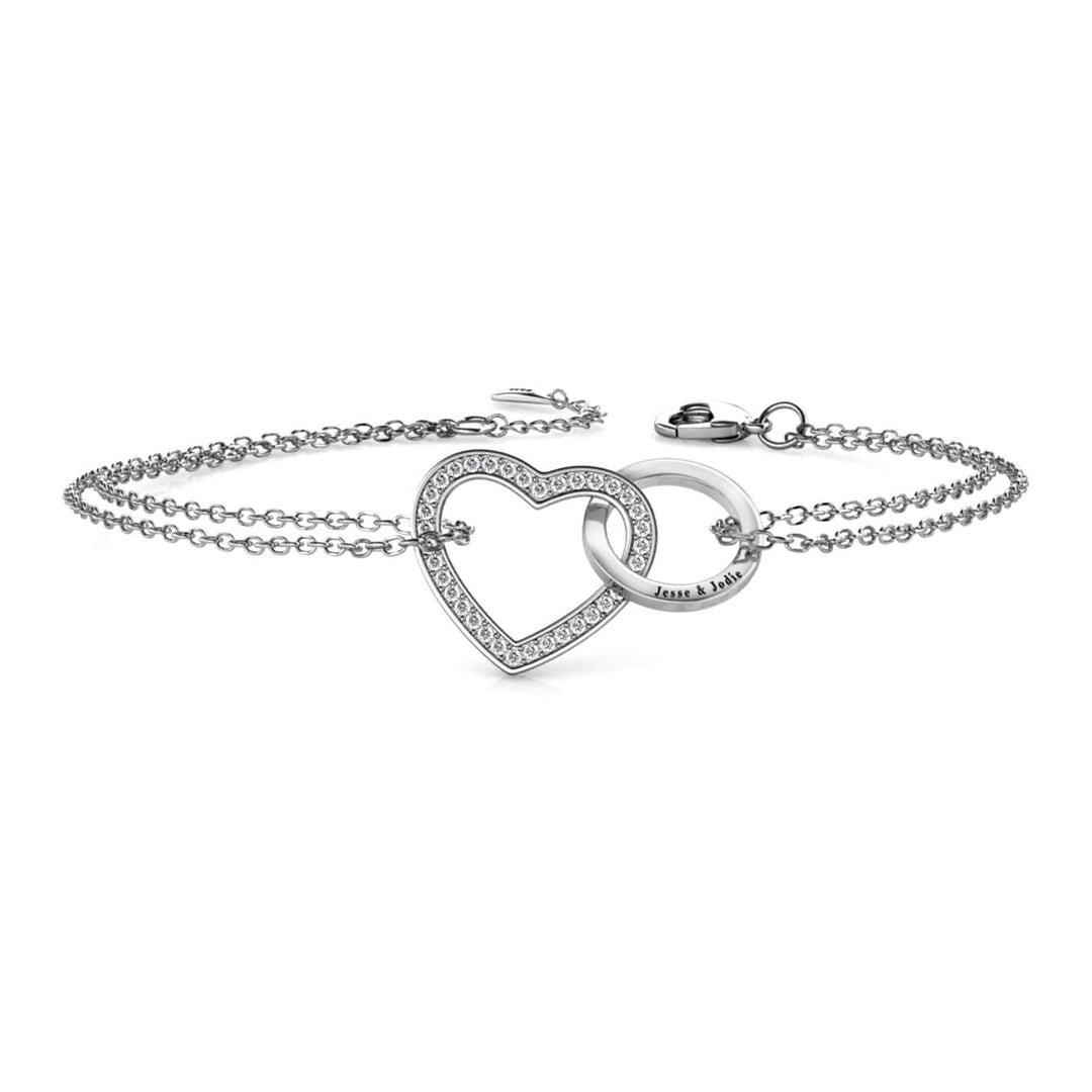Personalized Interlocking Heart Bracelet, Engraved Bracelet, Silver - IFSHE UK