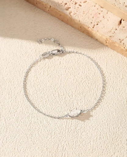 Marquise Moissanite Bracelet - 0.50 ct 4 x 8 mm D Color Stone on a Dainty Chain, 925 Sterling Silver