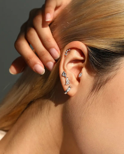 Marquise Moissanite Huggie Earrings - 0.30 ct 3 x 6 mm Marquise Stone per Earring, 11.5 mm Hoops, 925 Sterling Silver