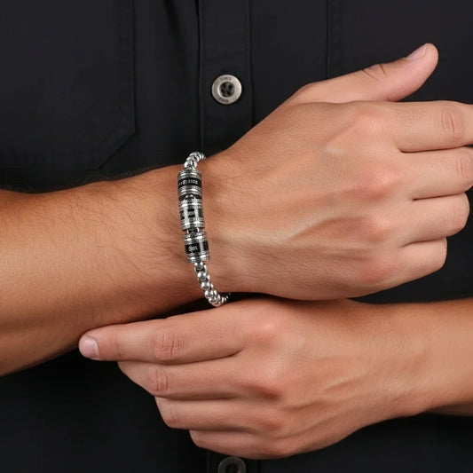 Men's Engraved Name Bracelet - Personalized Bracelet for Him - Up to 5 Name Beads