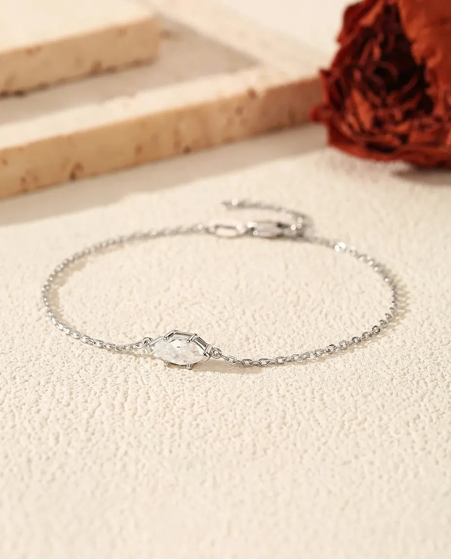 0.5ct marquise-cut moissanite bracelet in 925 sterling silver